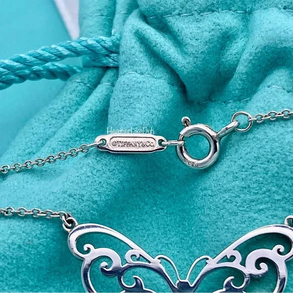 SOLD New RARE & RETIRED! Tiffany & Co. Enchant Butterfly Scroll Pendant Necklace - Picture 6 of 9
